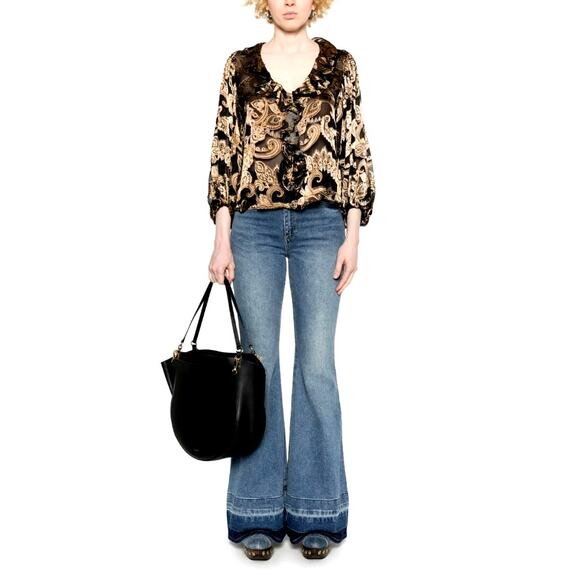 Alice and Olive Women's Spring Paisley Black Betsie Ruffled Blouse Top Size S - Picture 1 of 11